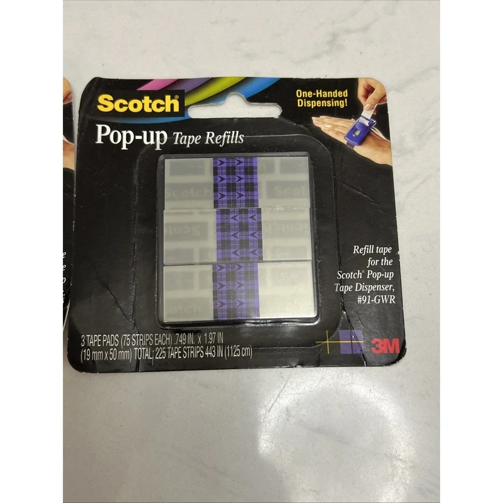 2 Scotch Pop-Up Gift Wrap Tape Strip‎ Refills 3 Strips 75 Strips/Pad 225 Total